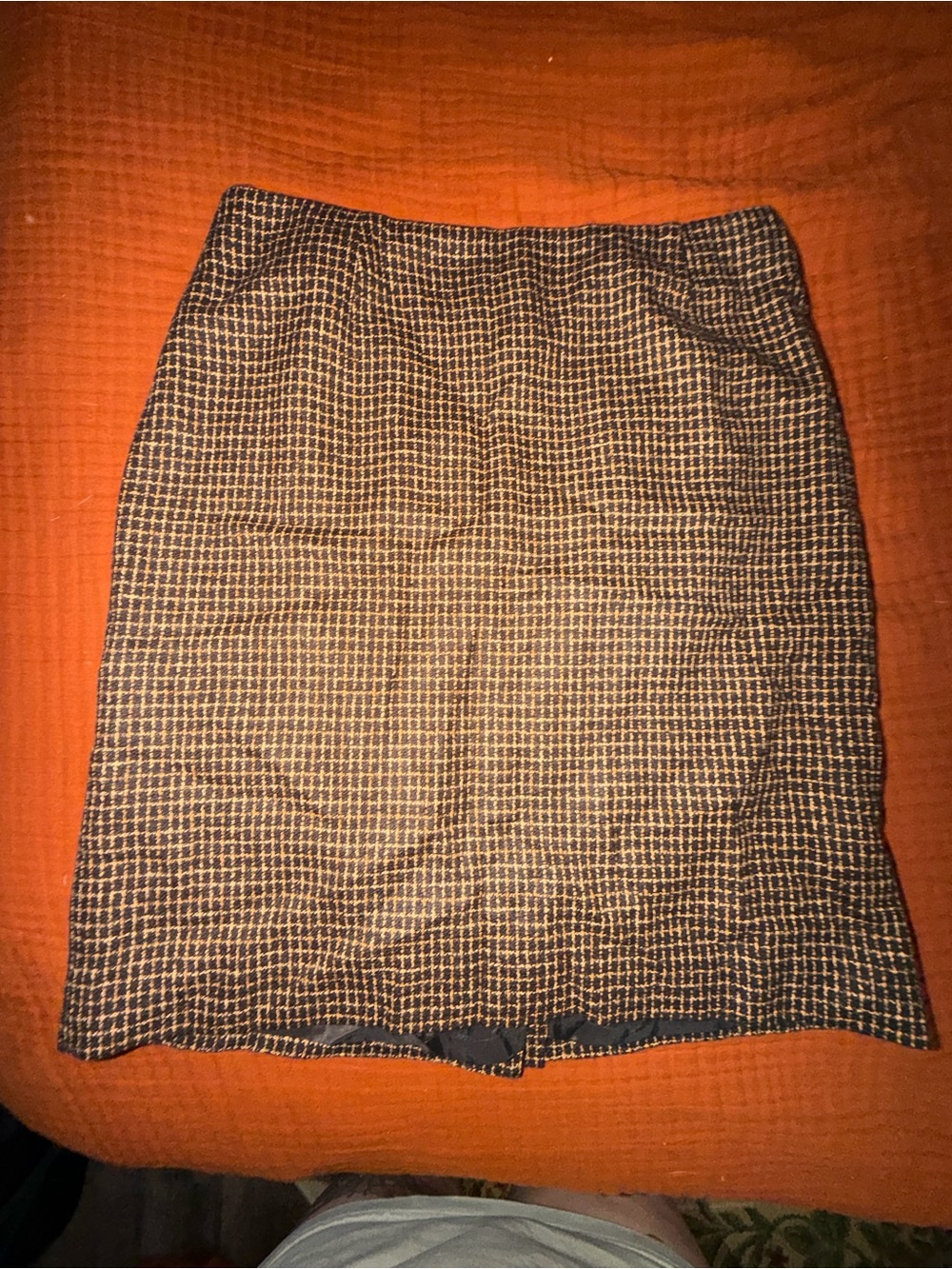 Classic Checked Pencil Skirt in Black and Cream